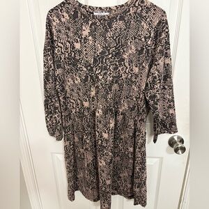 Zara Basic Neutral Python Snake Print Long Sleeve Dress